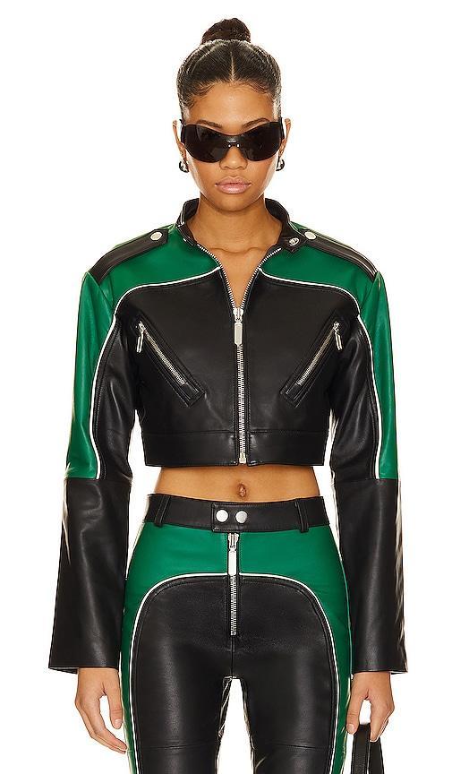 Cropped Moto Biker Leather Jacket Product Image