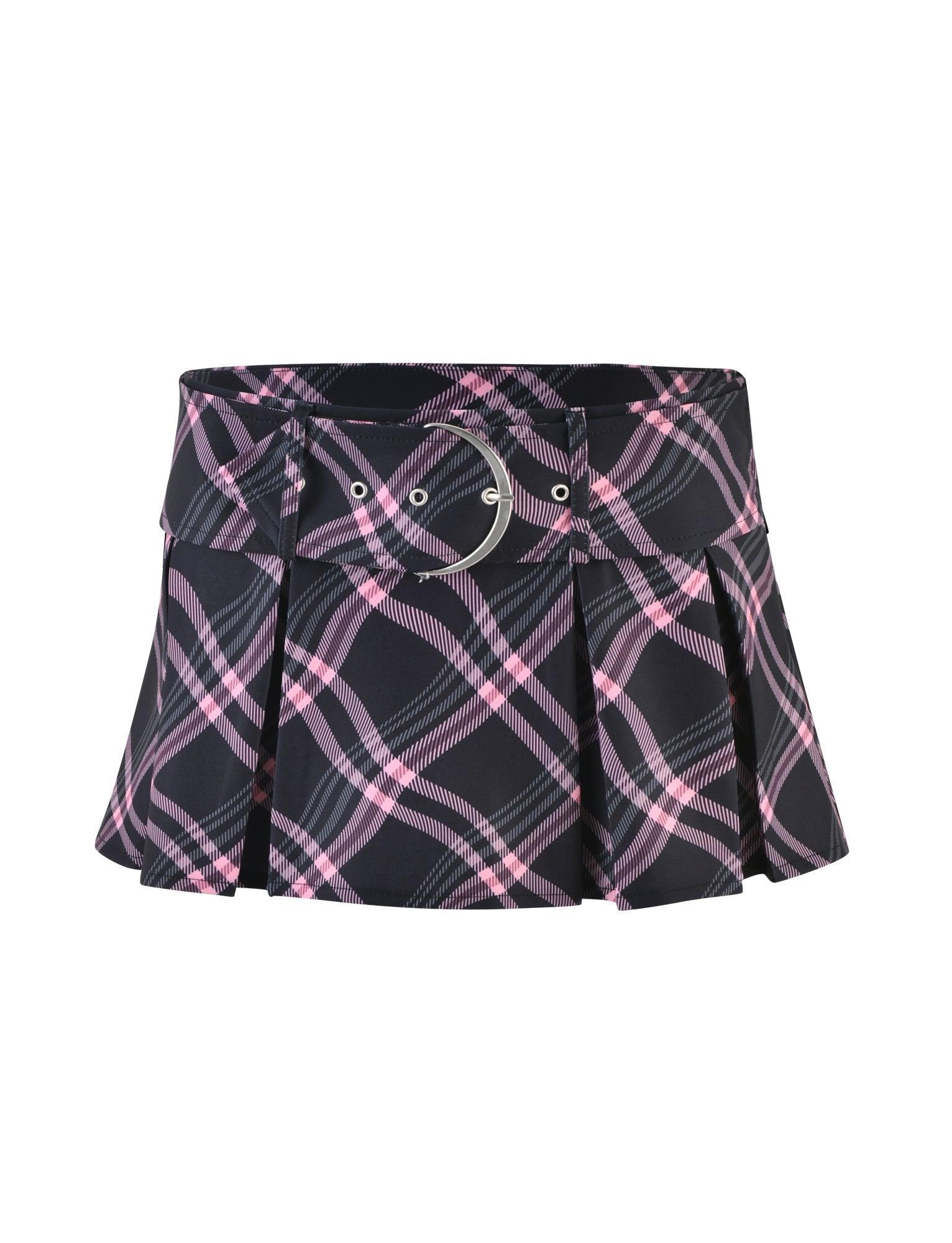 CHARLOTTE SKORT - BLACK : WARPED CHECK Product Image