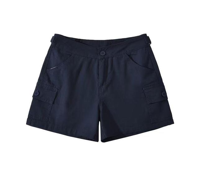 Mid Rise Plain Cargo Shorts Product Image