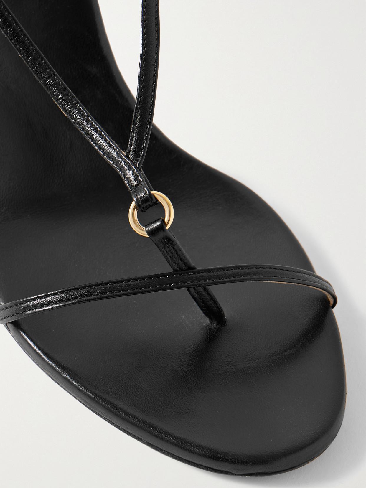 KHAITE Marion Leather Thong Wedge Sandals In Black Product Image