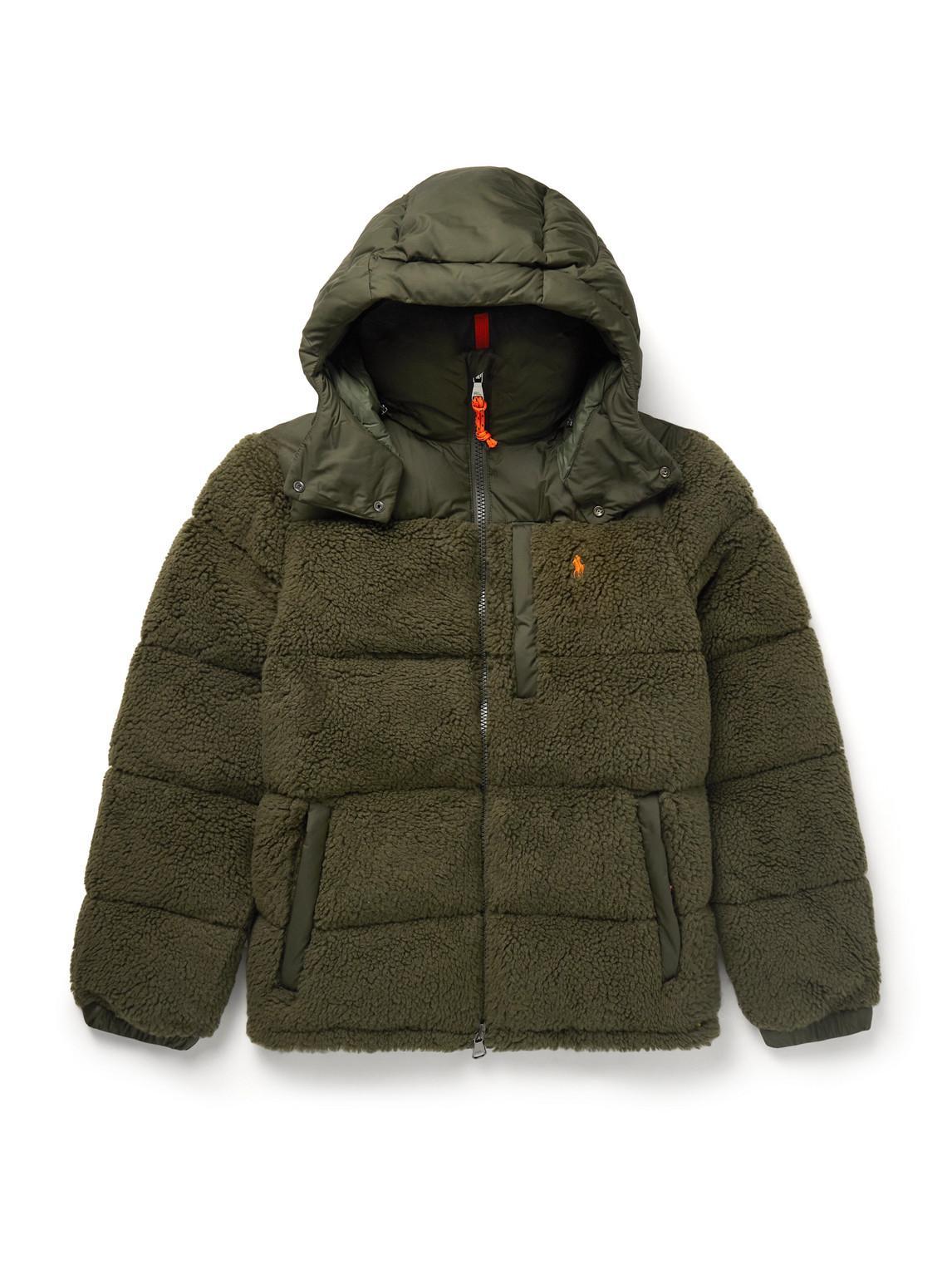 Fleece Down Jacket With Logo In Green Product Image