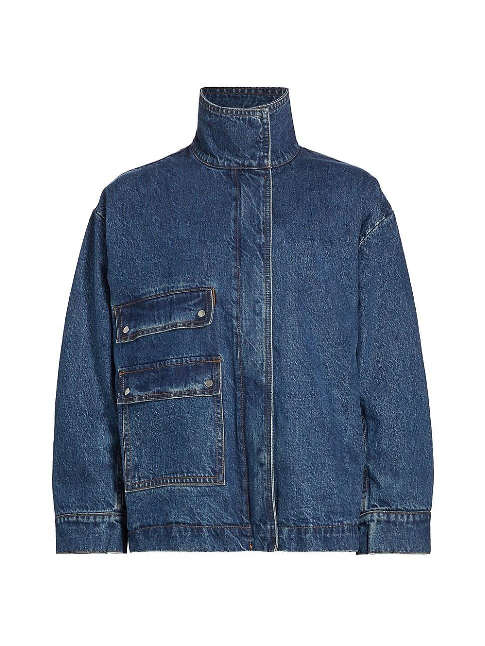 Womens Denim Oversized Bomber Jacket Product Image