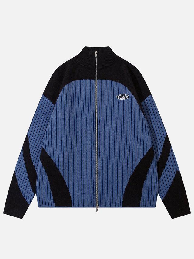 Aelfric Eden Color Blocking Stripe Turtleneck Cardigan Product Image