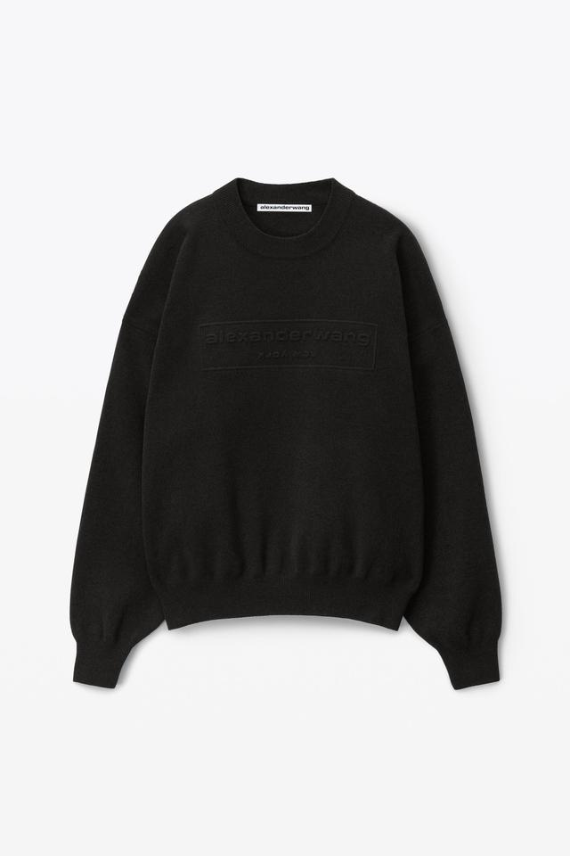 Logo Embossed Ribbed Pullover In Soft Chenille Product Image