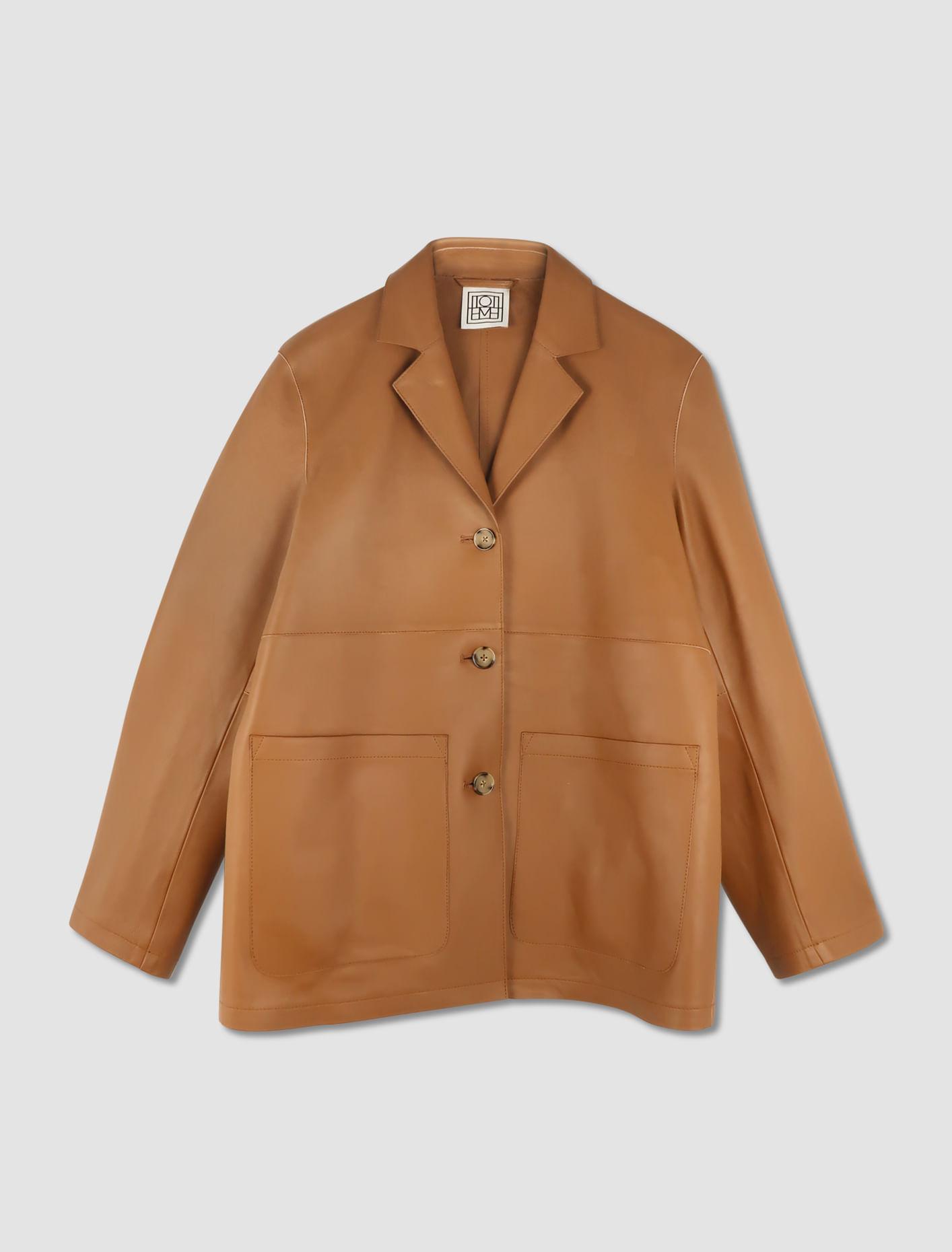 Clean Leather Jacket In Brown Product Image