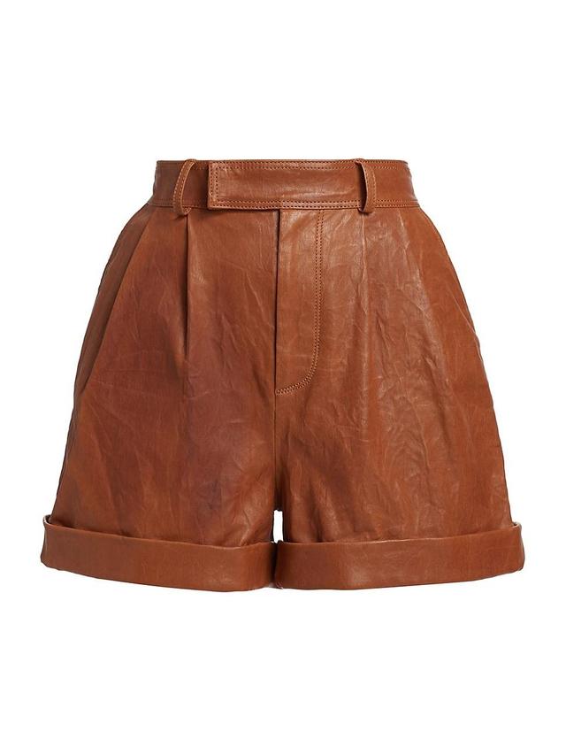 Womens Pleated Leather Shorts Product Image