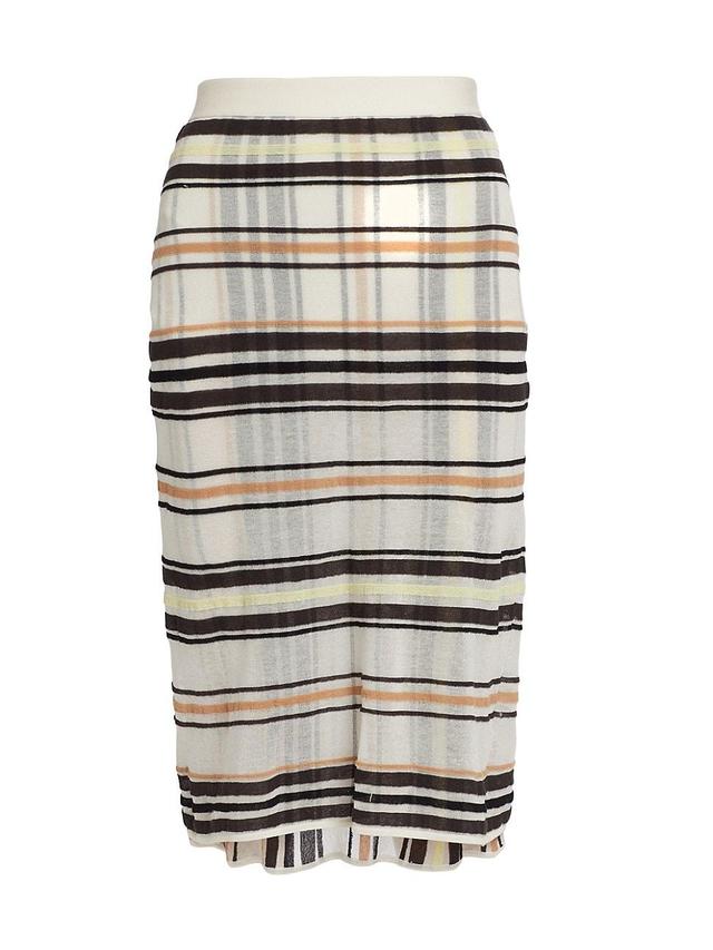 Womens Stripe Cotton-Blend Midi-Skirt Product Image