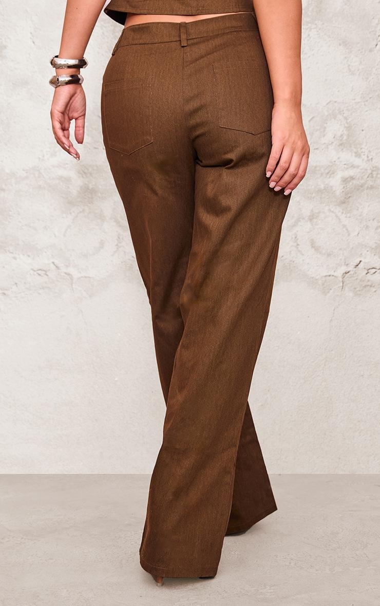 Chocolate Premium Twill Mid Rise Wide Leg Trouser Product Image