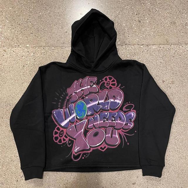 Vintage The World Needs You Euphoric Graphics Airbrush Art Furry Hoodie Product Image