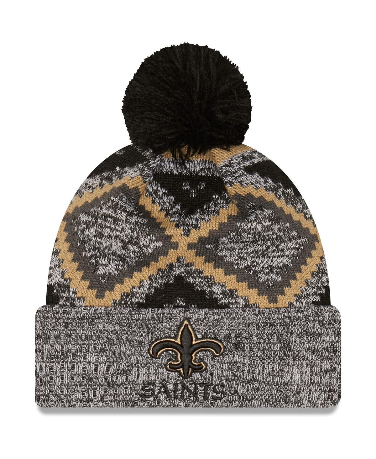 Mens New Era /Heathered Gray New Orleans Saints Grandpa Cuffed Knit Hat with Pom Product Image