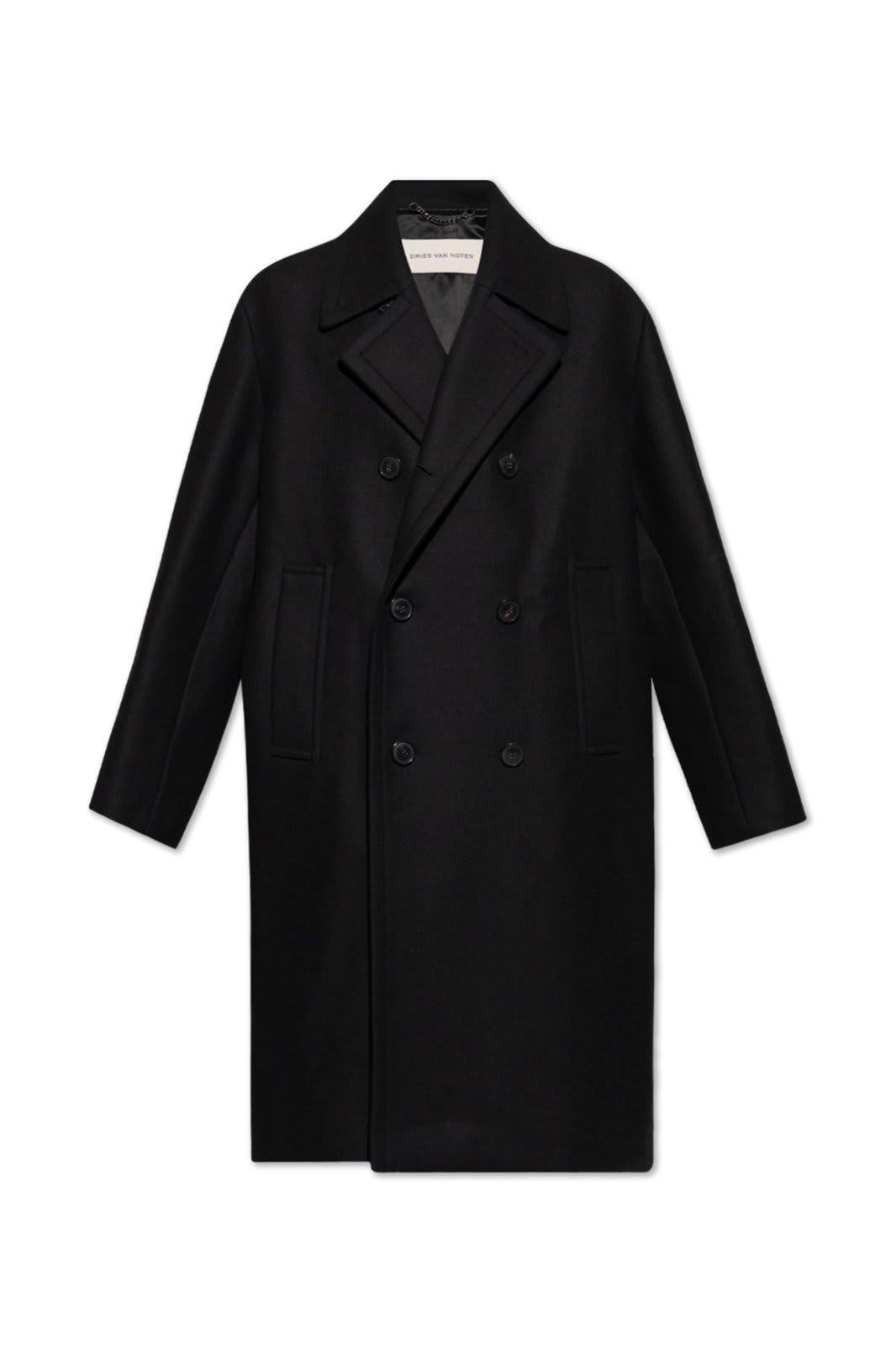 Double-breasted Long Sleeved Coat In Blue Product Image