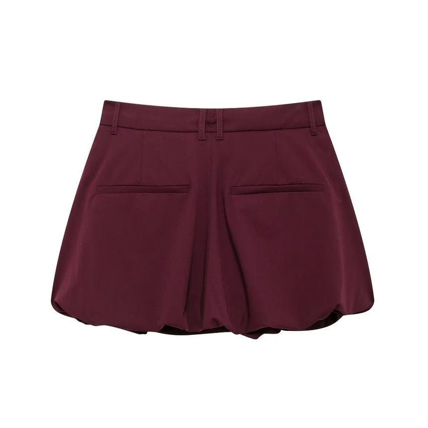 Drawstring Waist Pleated Mini Balloon Skirt Product Image