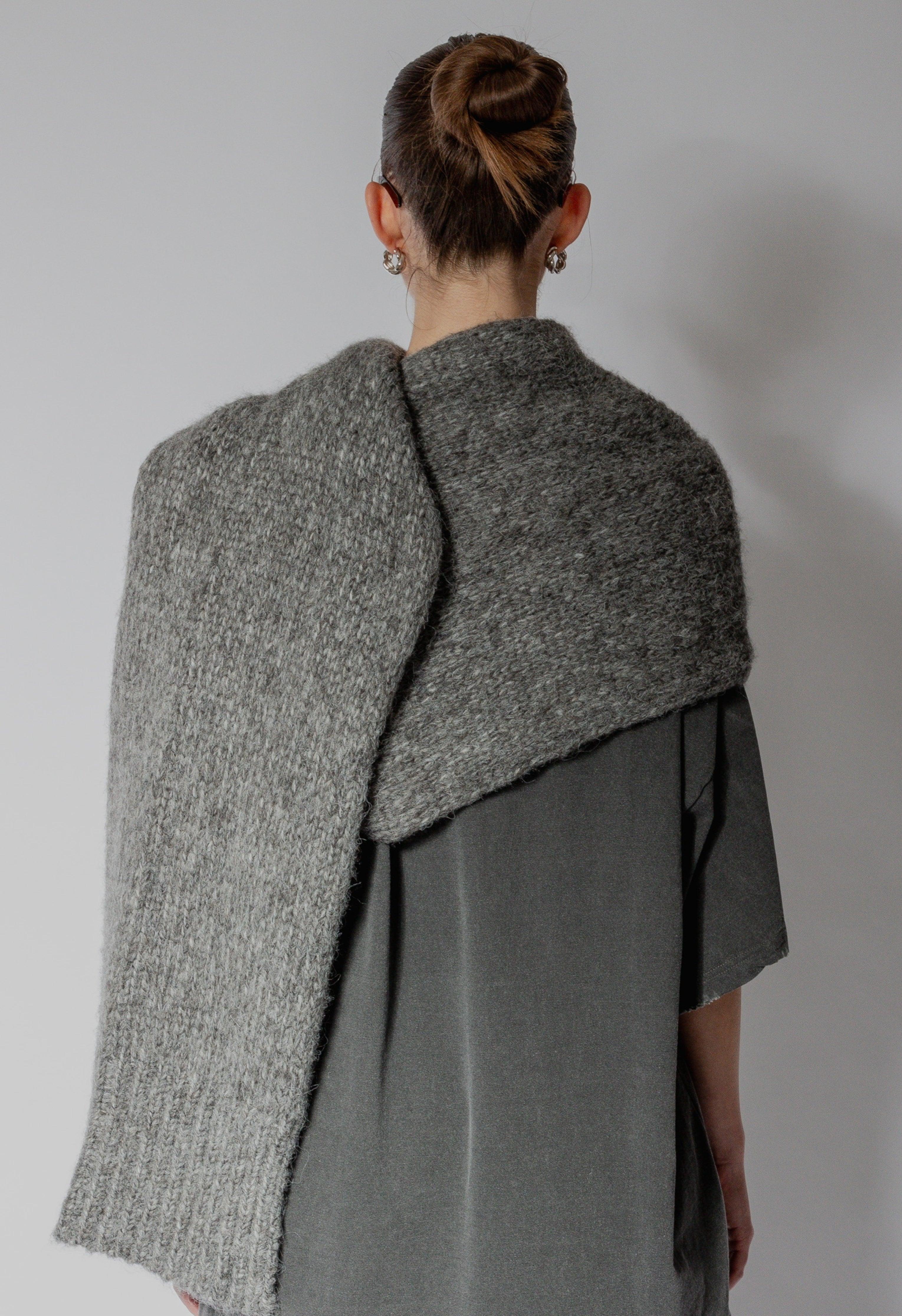 Grey Knit One-Arm Scarf Product Image