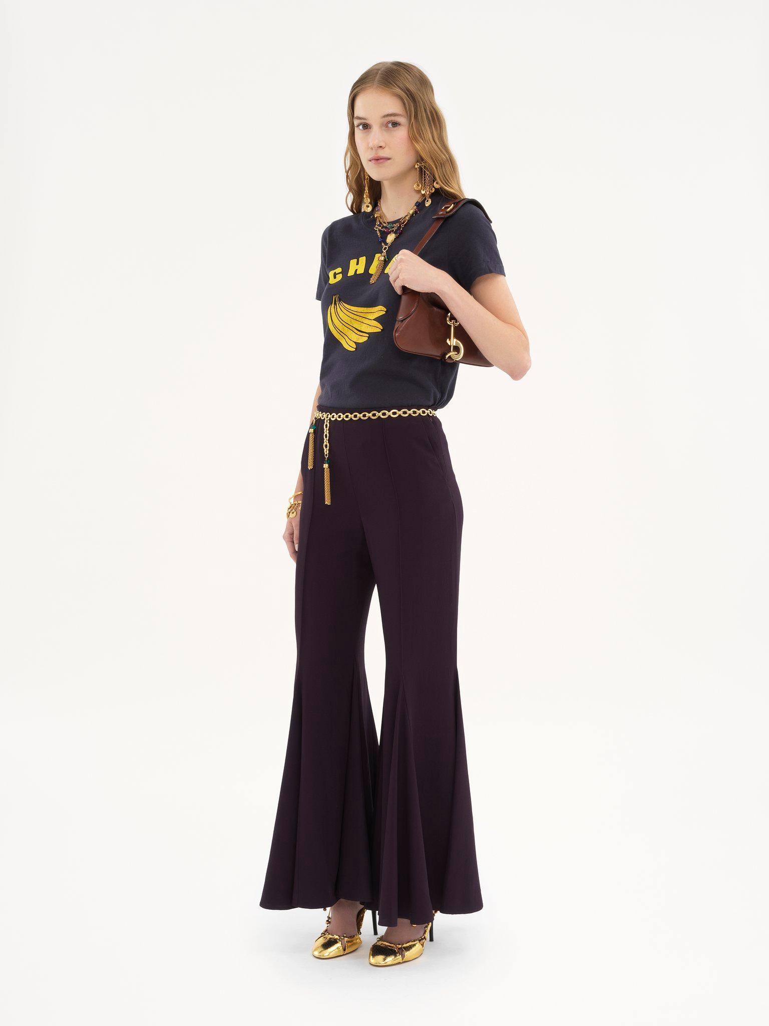 Cropped bootcut pants in crêpe satin Product Image