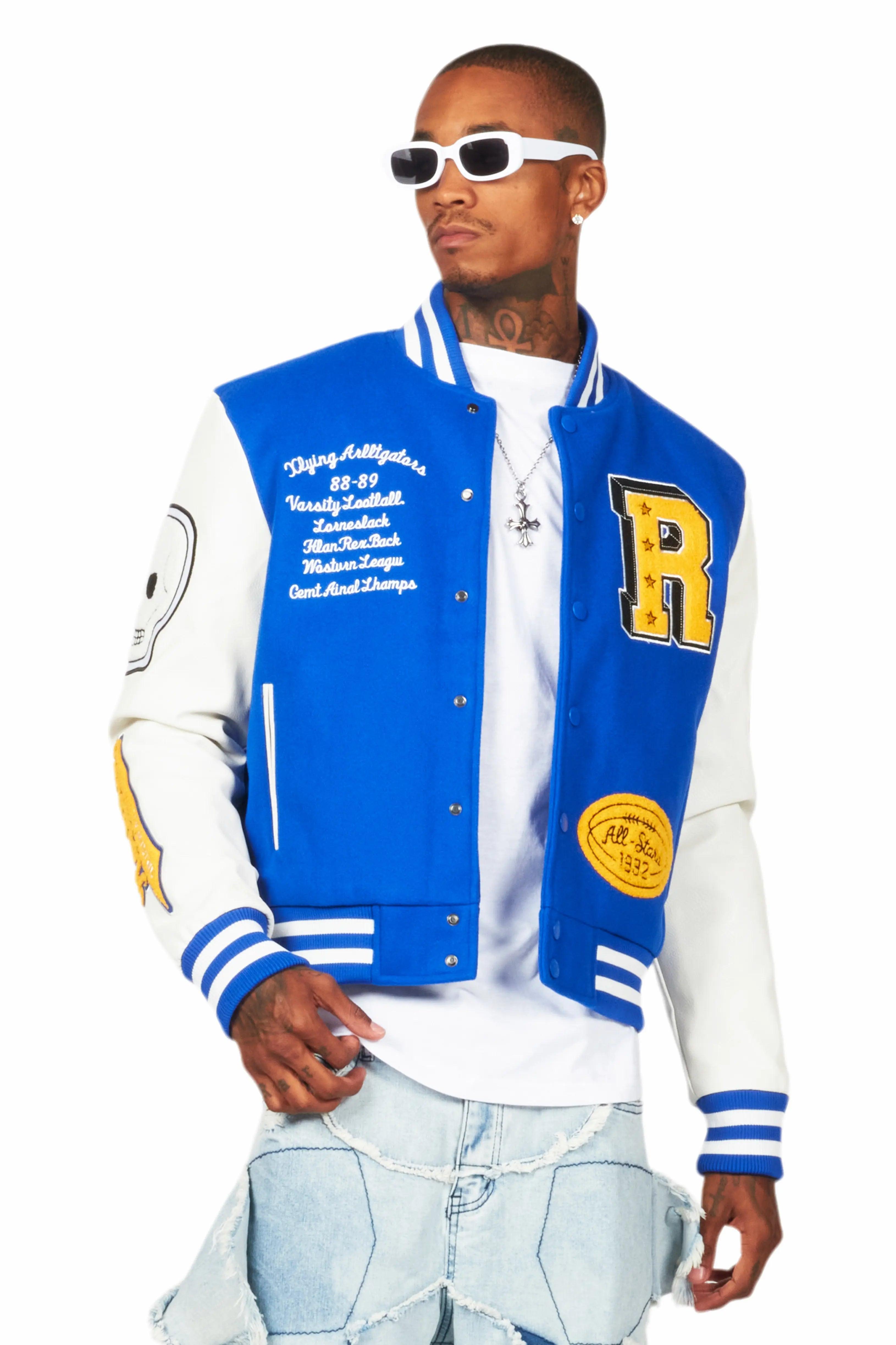 Eisen Royal Blue/White Varsity Jacket Male Product Image