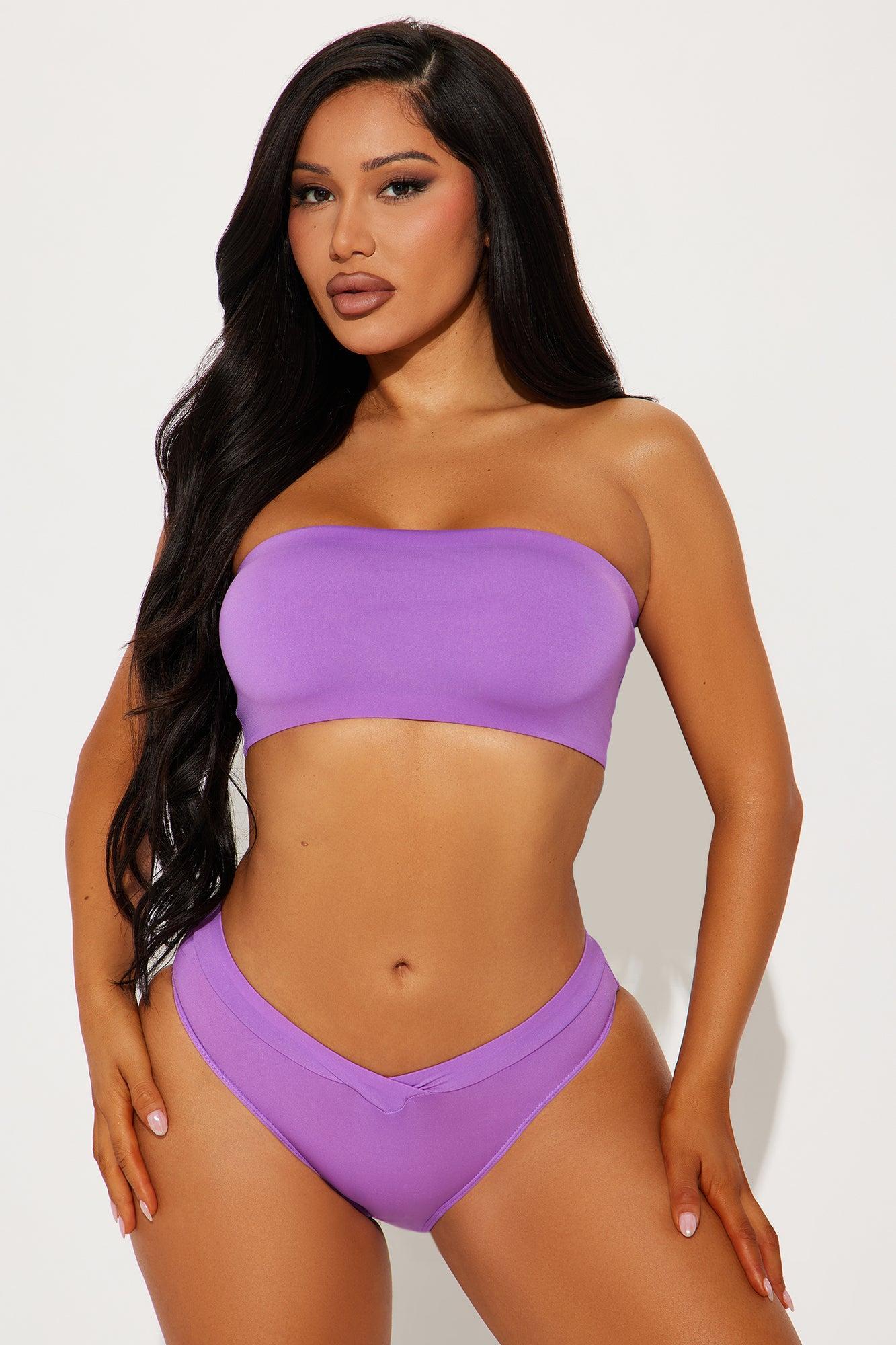 Light As A Feather Microfiber V-Front Bikini Panty - Purple Product Image