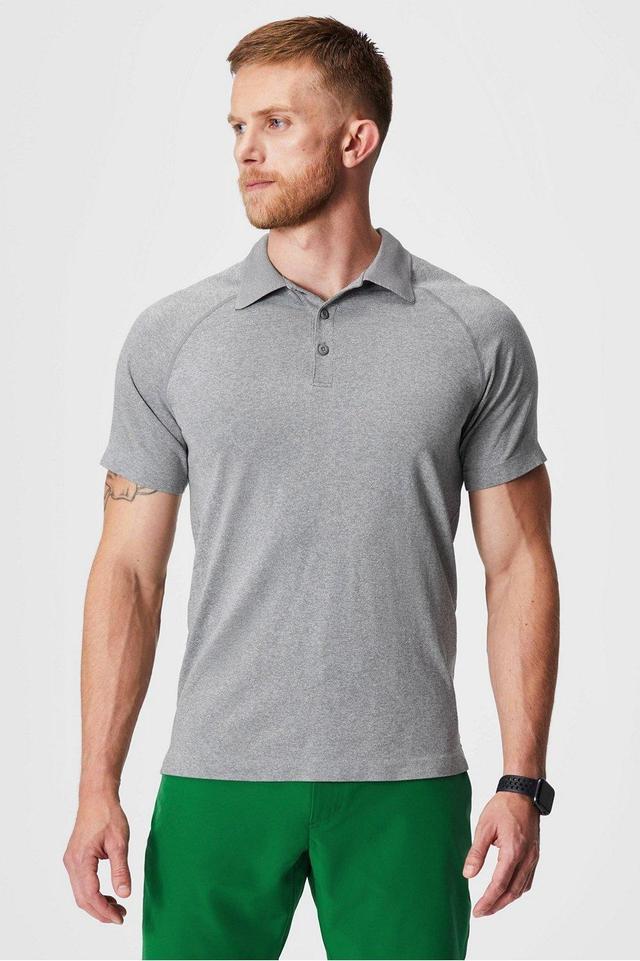 Fabletics Men The Training Day Polo male Mid Grey Htr Size XXL Product Image