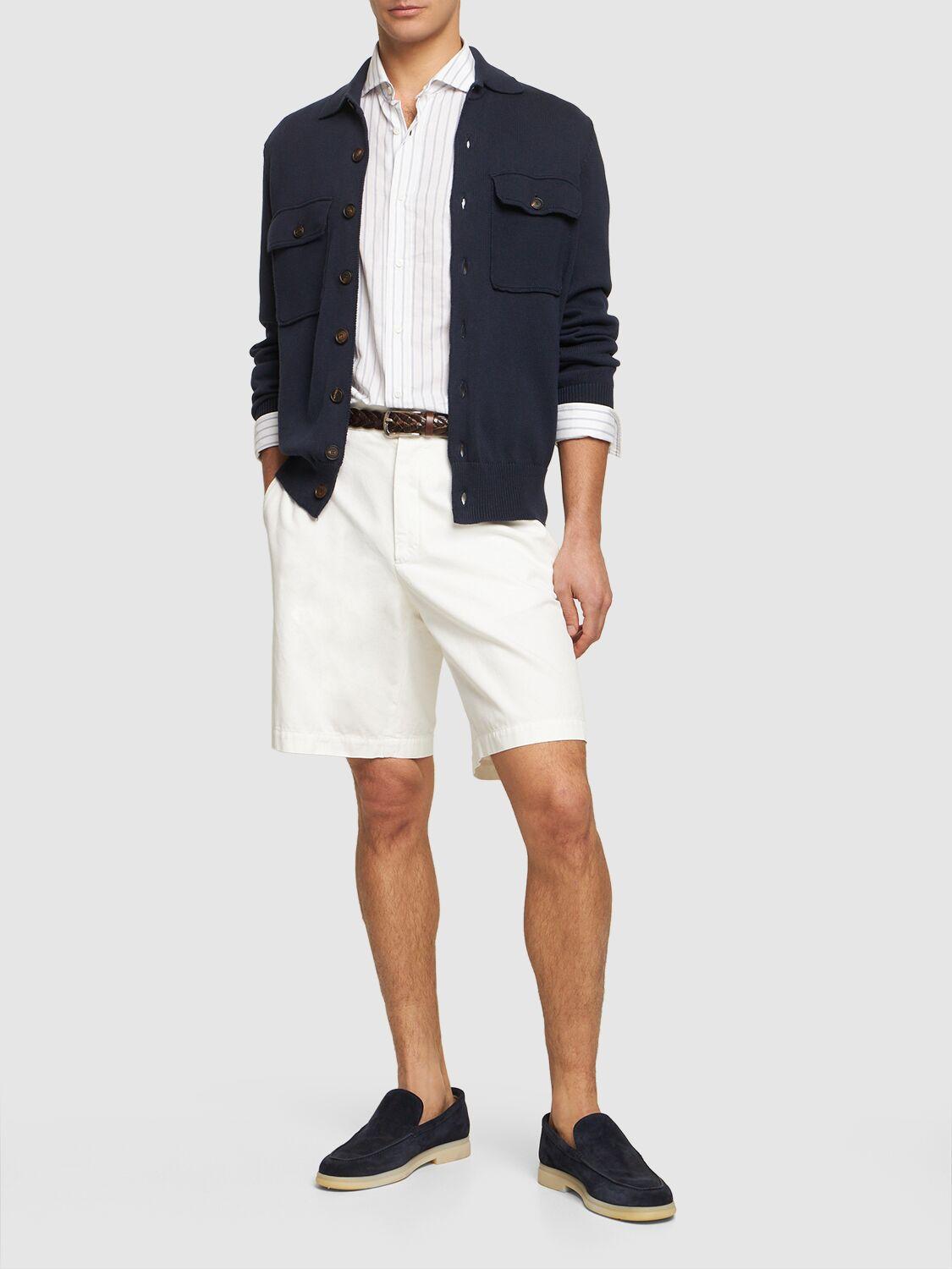 Dyed Cotton Bermuda Shorts In White Product Image