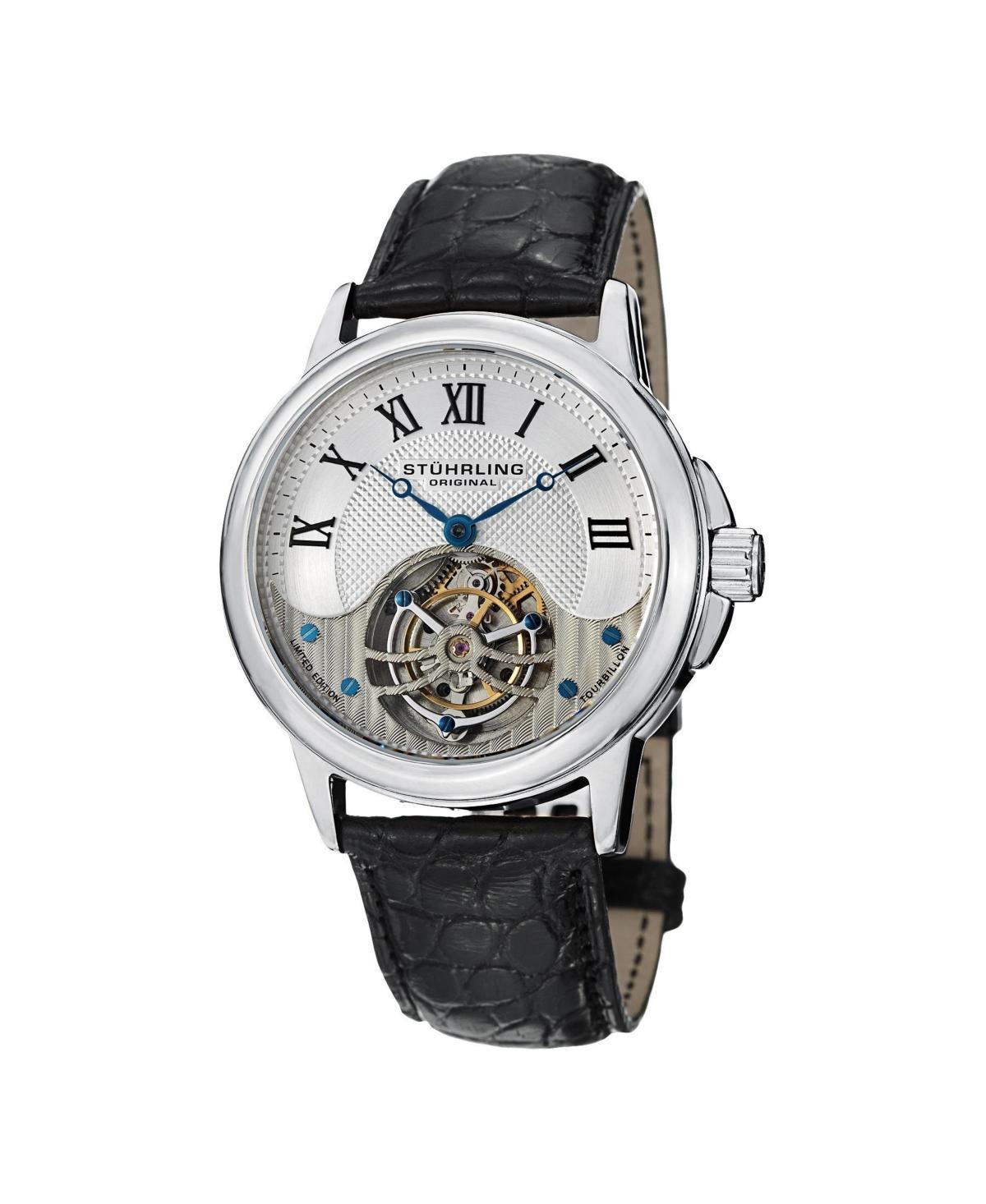 Stuhrling Original Model 541 Stainless Steel Case ,Genuine Alligator Strap, Exposed Tourbillon Movement Mens watch Product Image