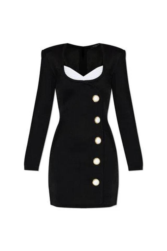 BALMAIN Women's Embellished Crãªpe Minidress In Black Product Image