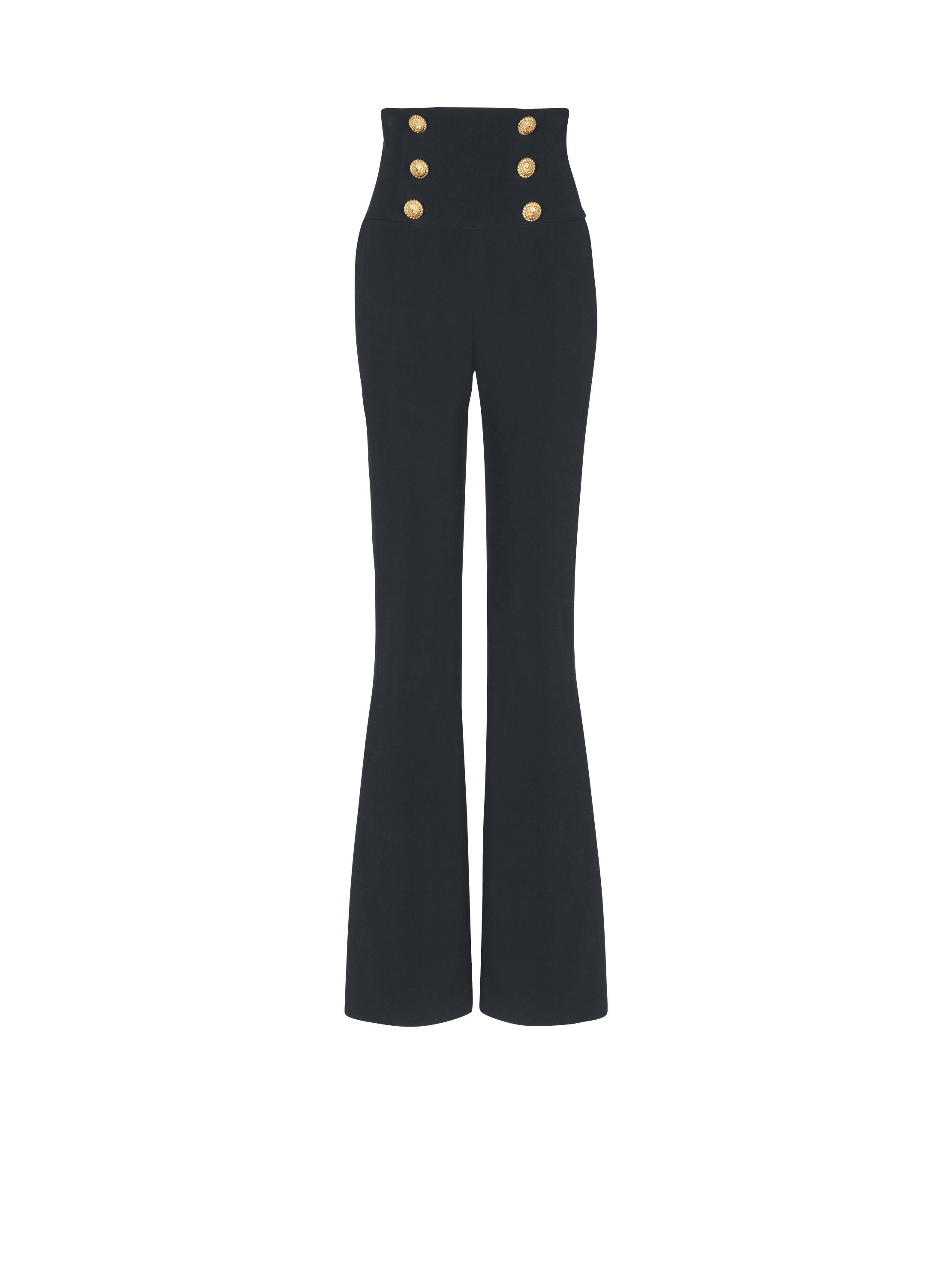 Crepe wide-leg trousers with buttons Product Image