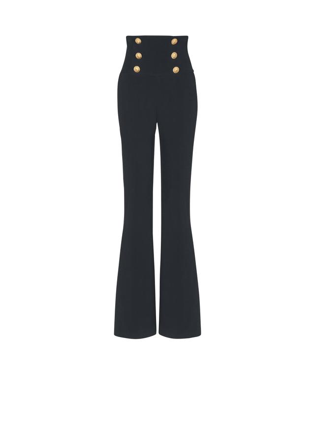 Crepe wide-leg trousers with buttons Product Image