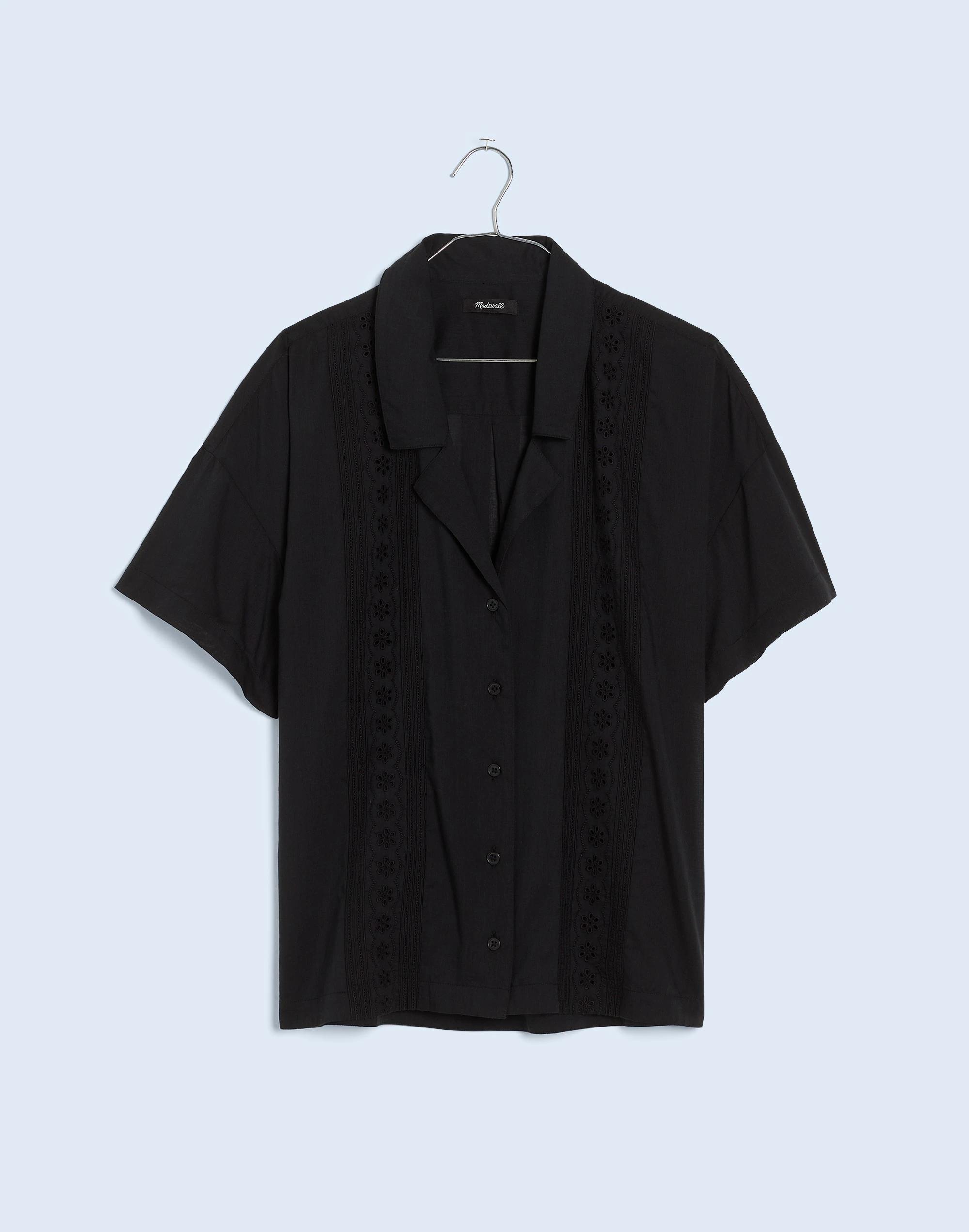 Embroidered Button-Front Cover-Up Shirt Product Image