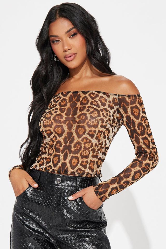 Mom Wife Leopard Off Shoulder Top - Leopard Product Image