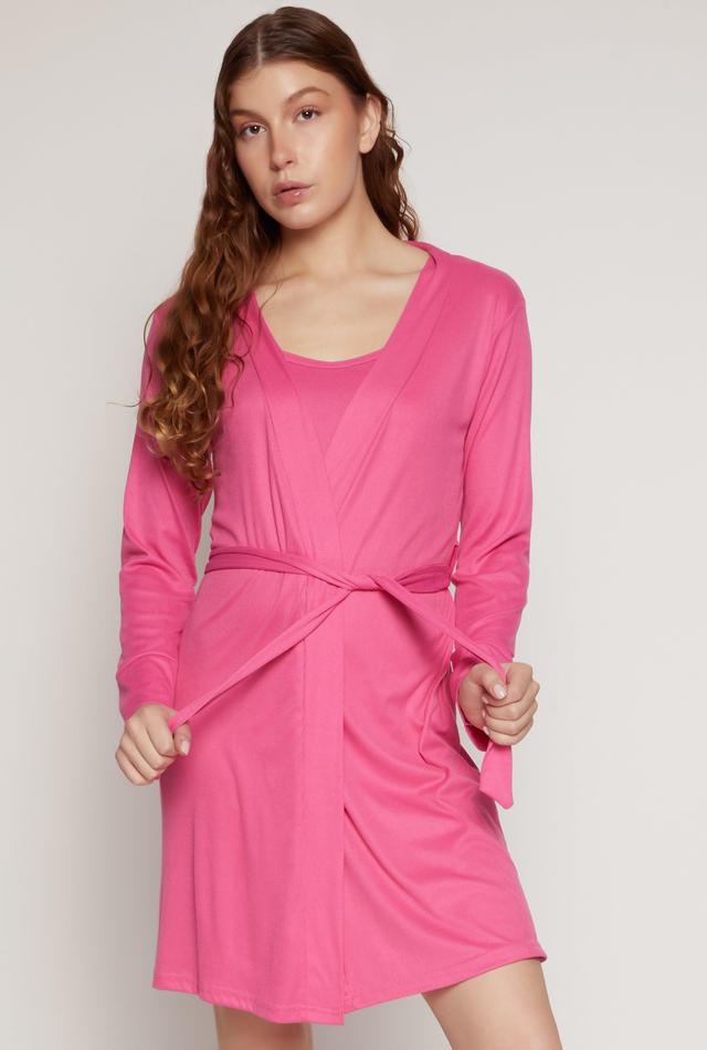 Ribbed Cami Nightgown with Robe Female Product Image