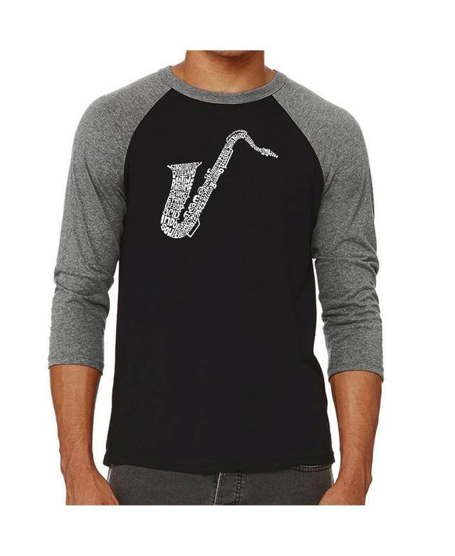 La Pop Art Sax Mens Raglan Word Art T-shirt Product Image