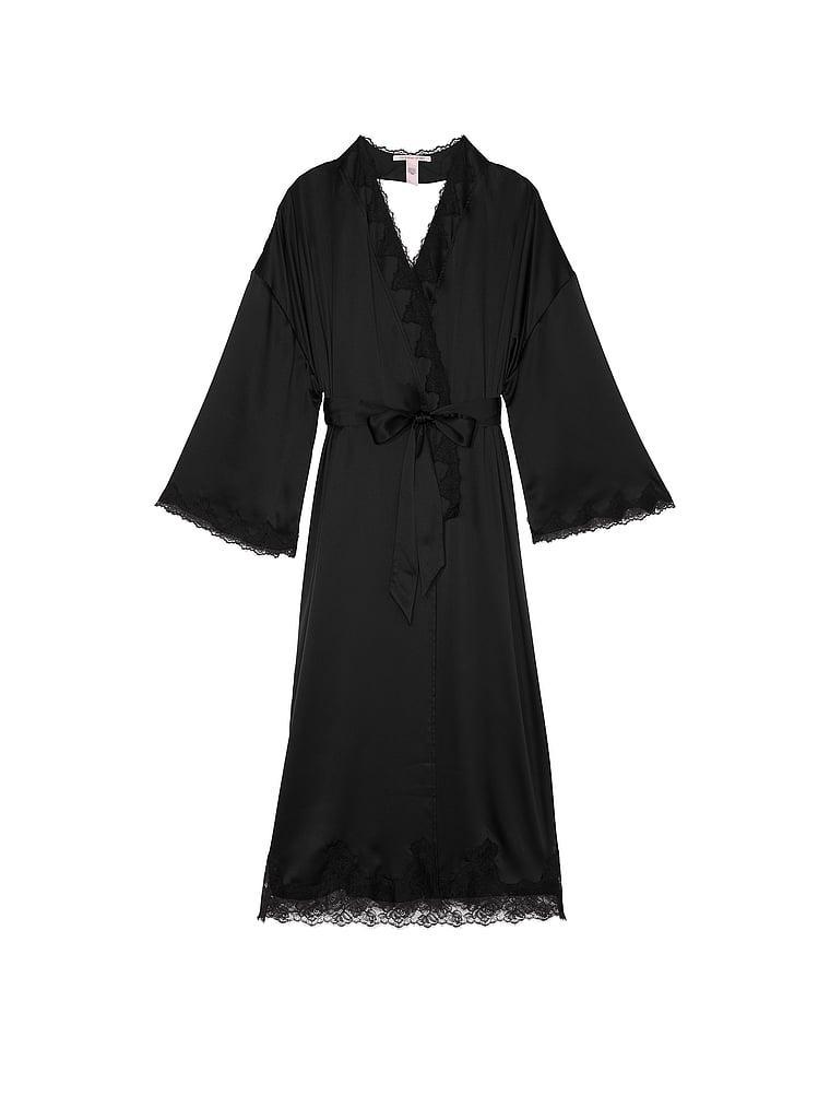 Satin & Rose Lace Open-Back Long Robe Product Image