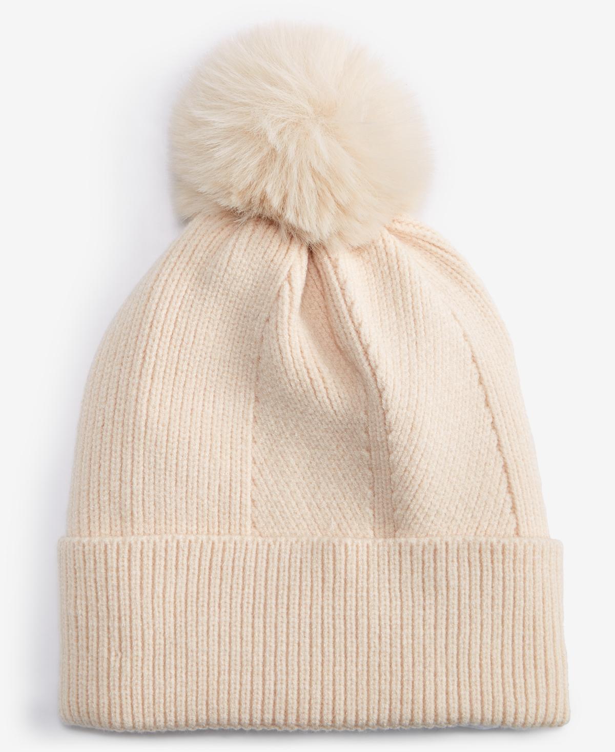 On 34th Womens Multi-Stitch Faux-Fur Pom Pom Beanie, Created for Macys Product Image