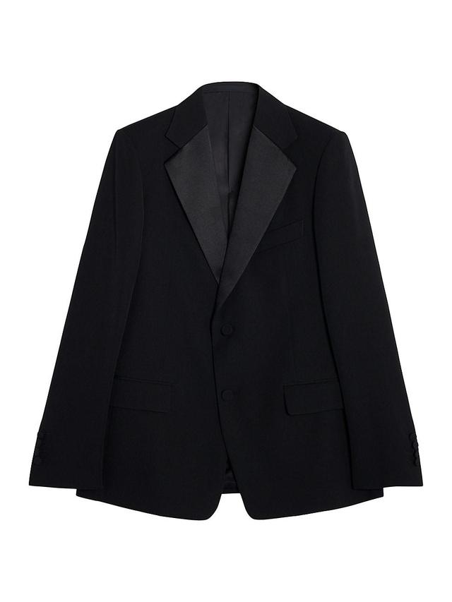 Mens Single-Breasted Flap Pockets Jacket with Satin Lapels Product Image