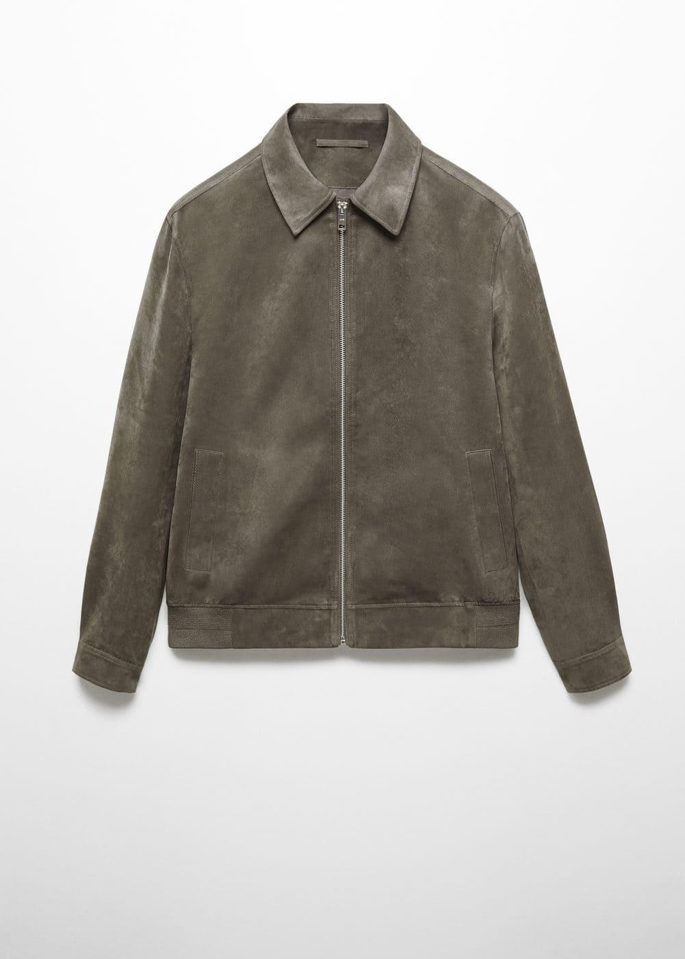 MANGO MAN - Suede-effect jacket with zipper greyMen Product Image