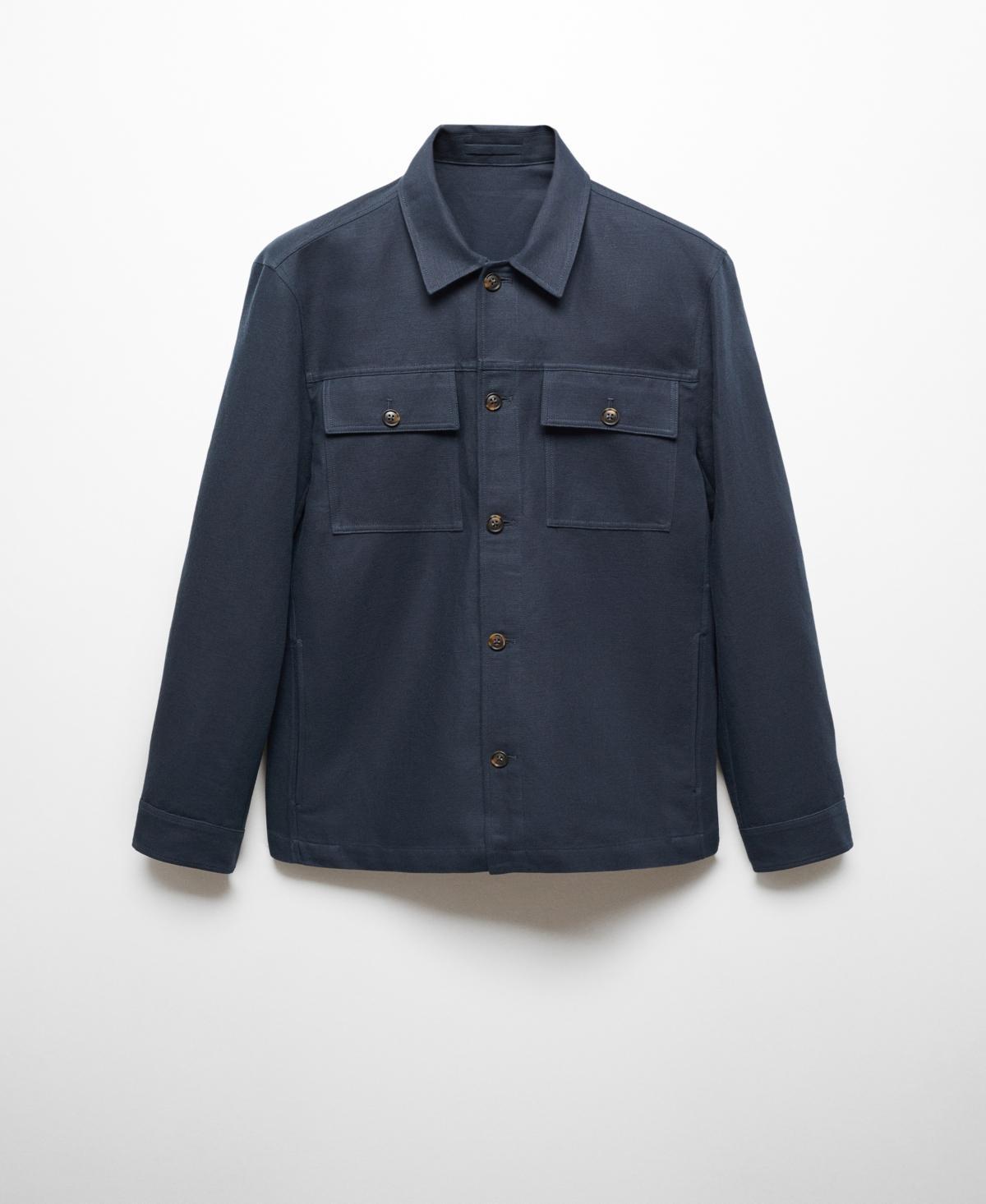 Mango Mens Pocket Linen Cotton Jacket Product Image