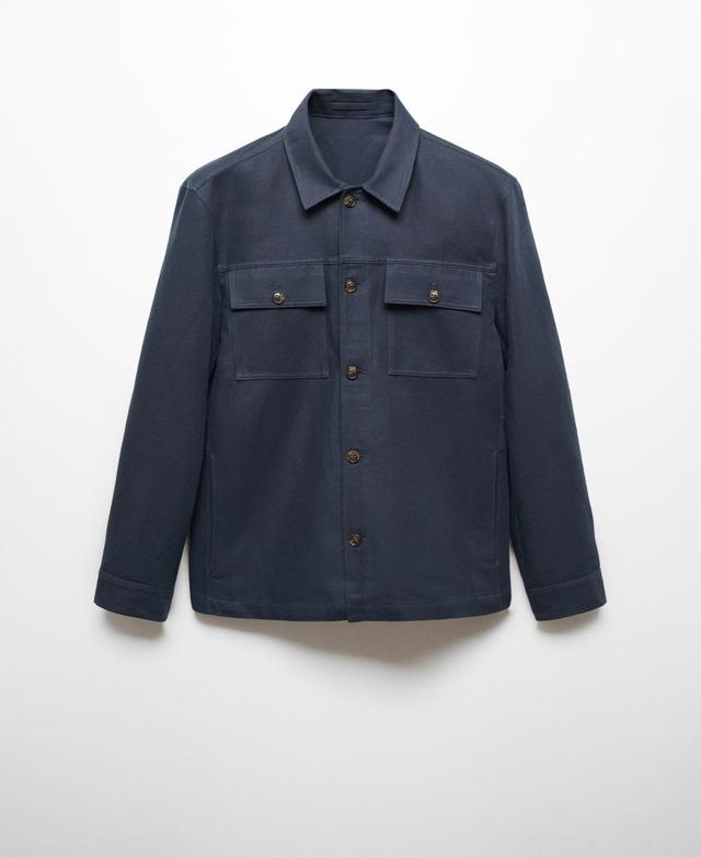 MANGO MAN - Pocket linen cotton jacket dark navyMen Product Image