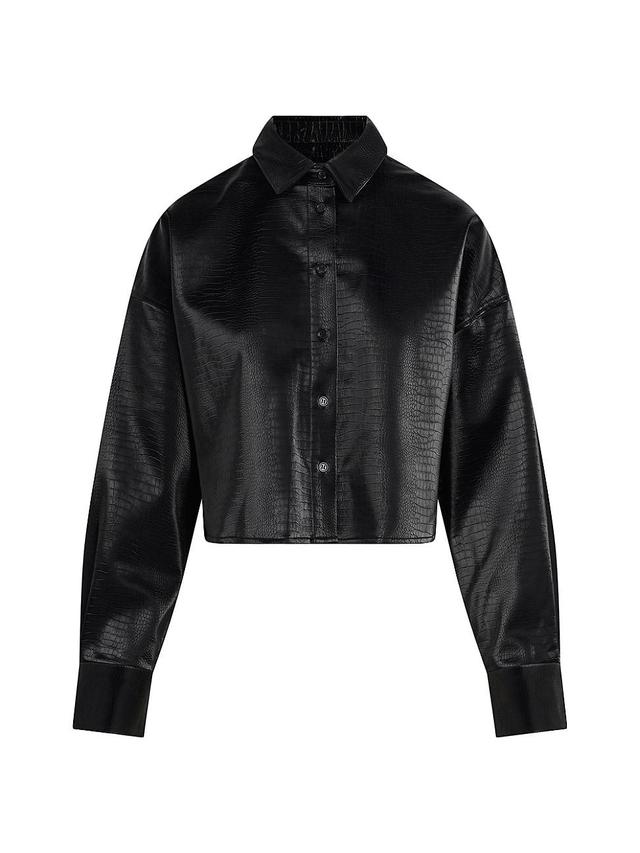 Womens The Crop Ex-Boyfriend Faux Leather Shirt Product Image