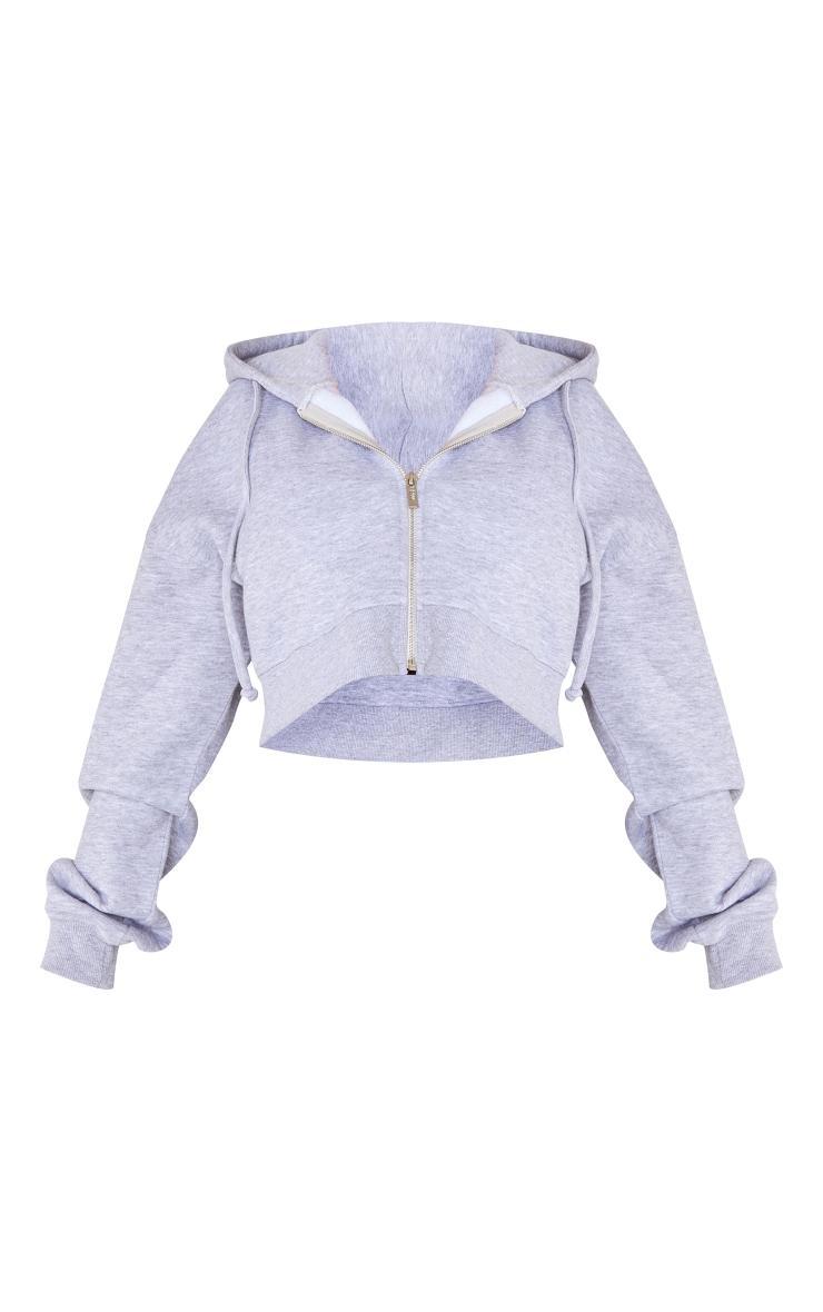 Shape Grey Marl Zip Front Long Sleeve Cropped Hoodie Product Image