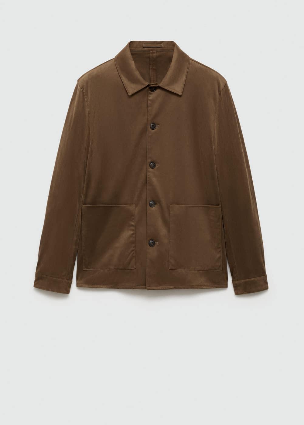 Mango Mens Pockets Detail Suede Effect Overshirt Product Image