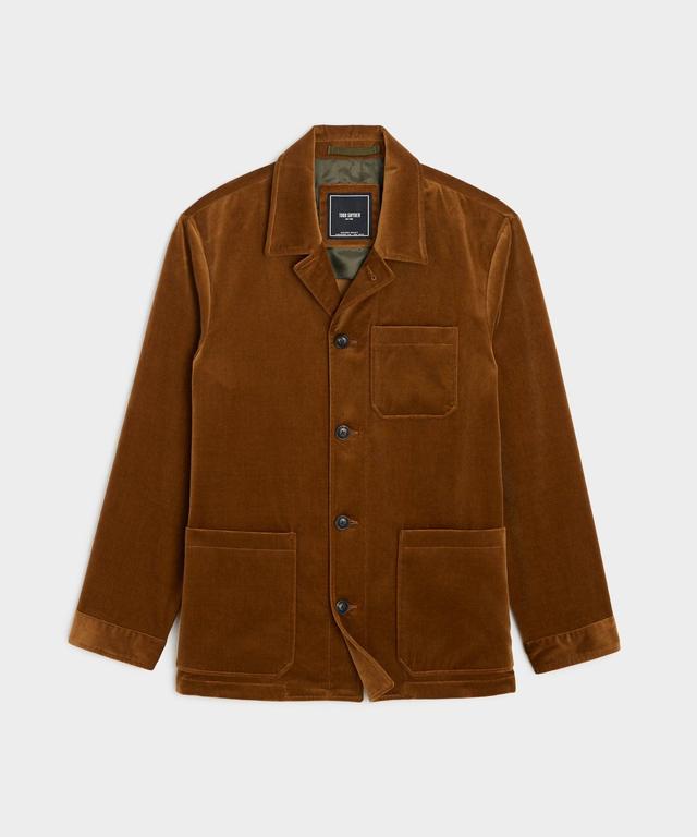 Italian Velvet Tailored Chore Coat in Caramel Product Image