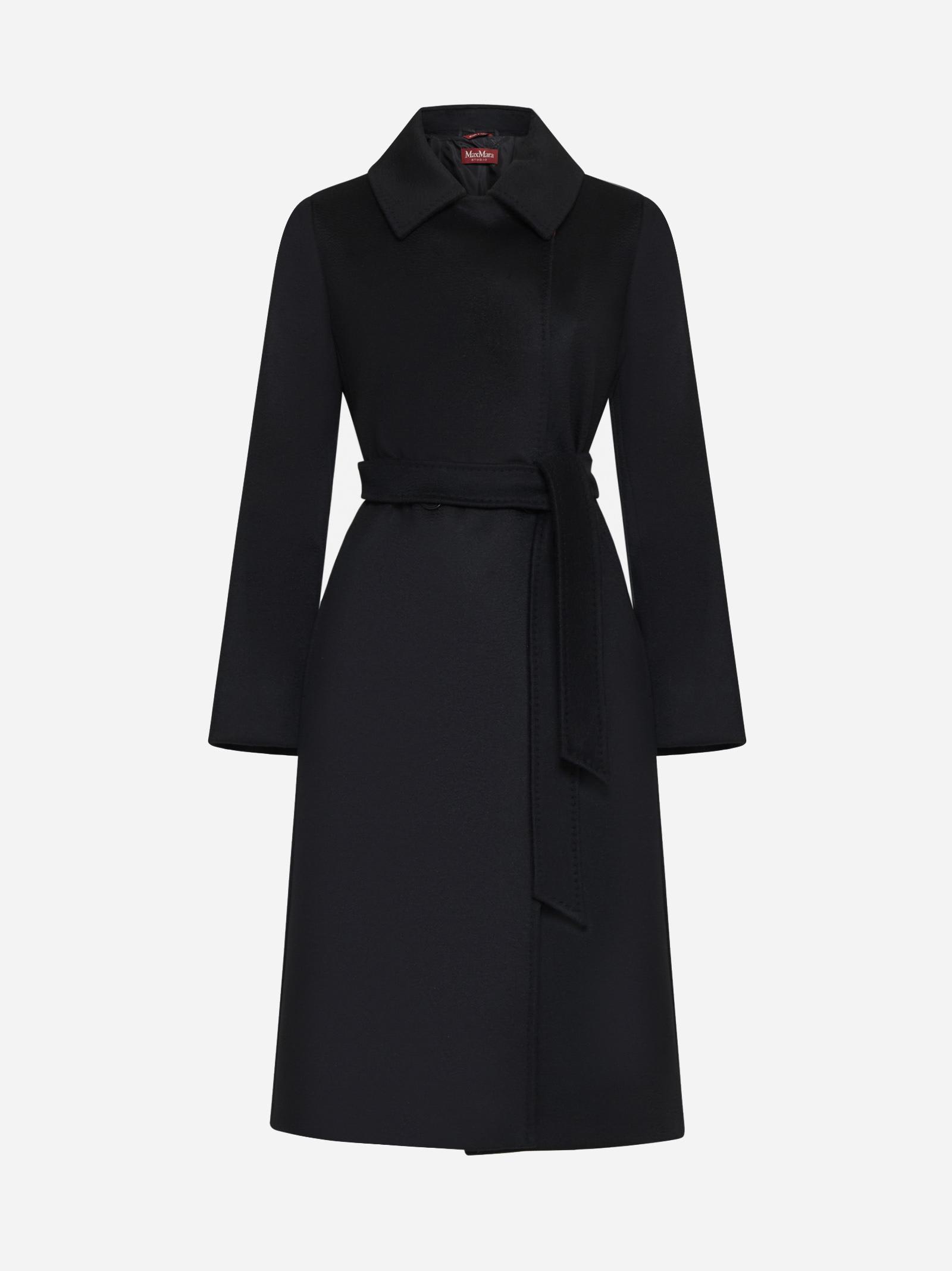 MAX MARA Manuela Camel Hair Coat In Black Product Image