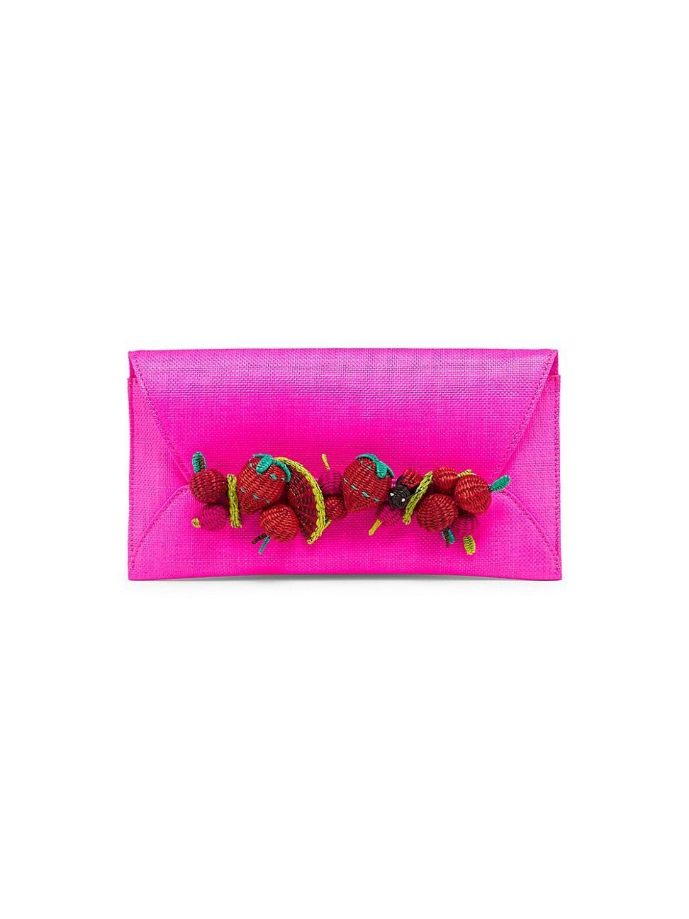 Womens Strawberry Punch Raffia Clutch Product Image