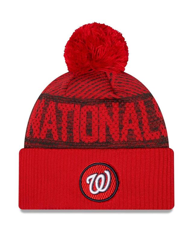 Mens New Era Washington Nationals Authentic Collection Sport Cuffed Knit Hat with Pom Product Image