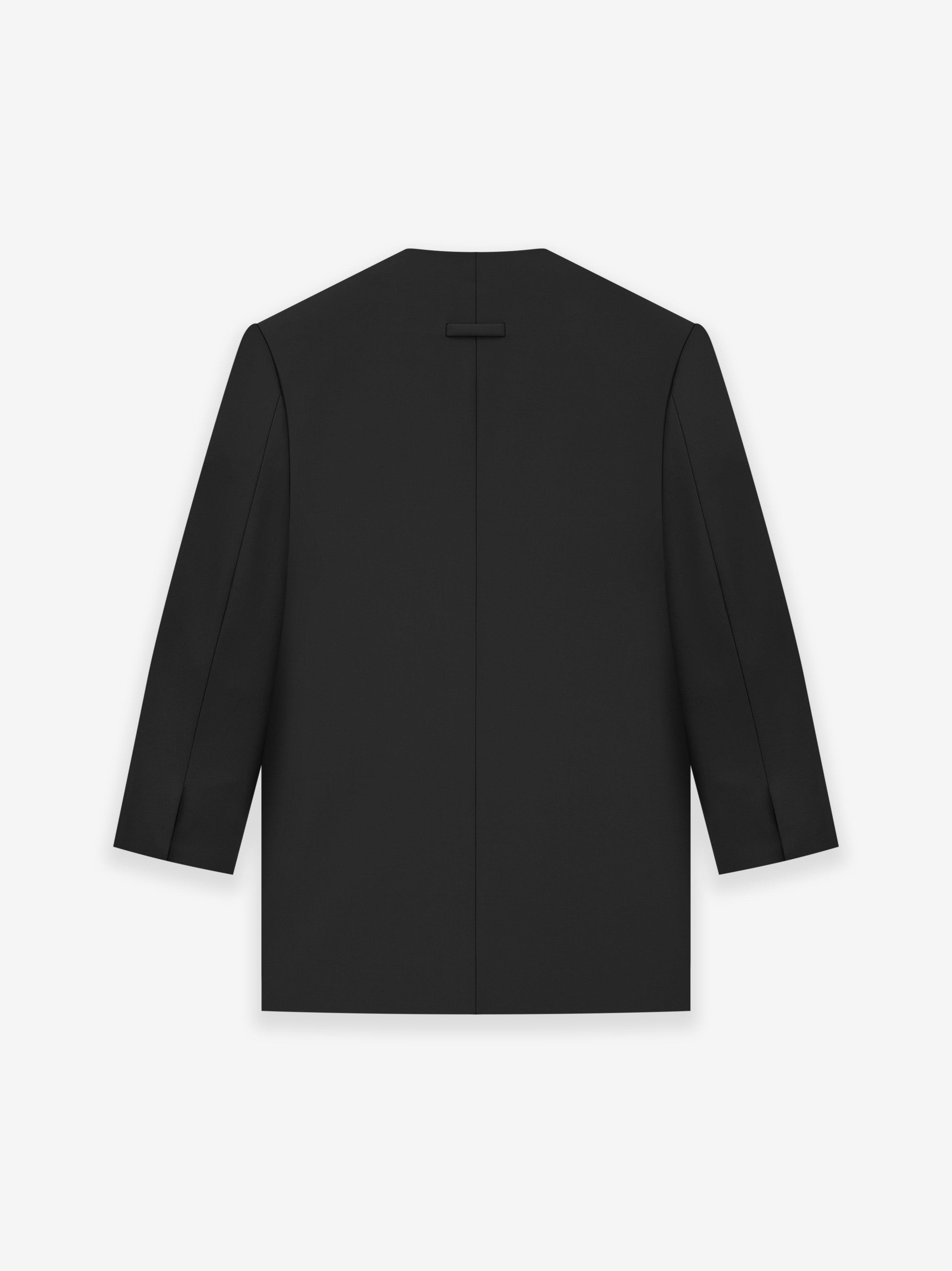 Wool Gabardine Double Breasted Lapelless Blazer Product Image