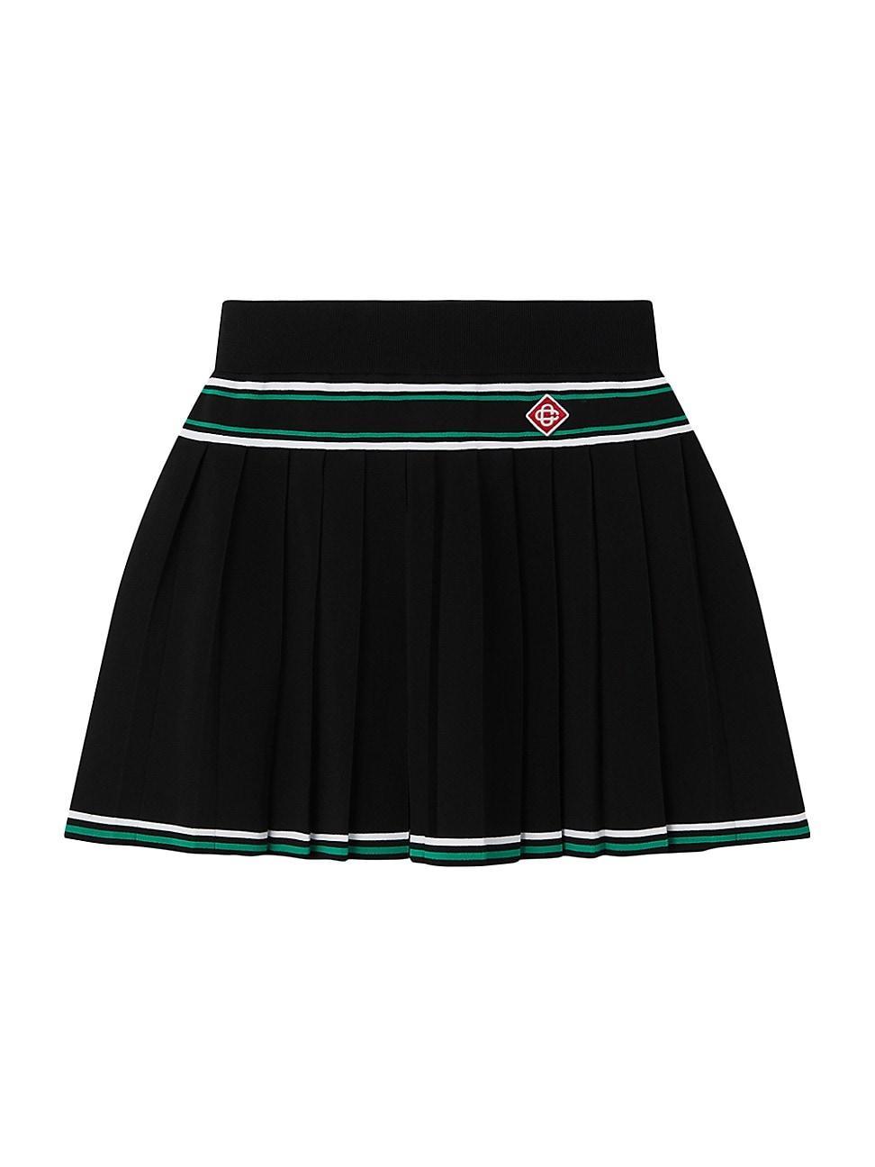 Womens Cotton Piqu Pleated Miniskirt product image