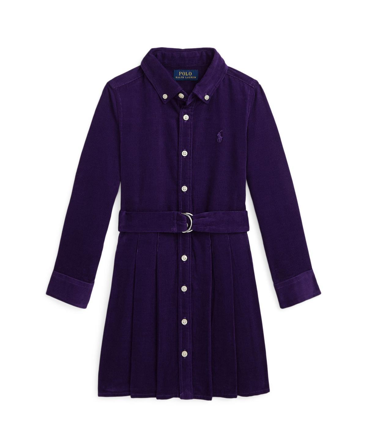 Polo Ralph Lauren Toddler And Little Girls Belted Pleated Corduroy Shirtdress Product Image