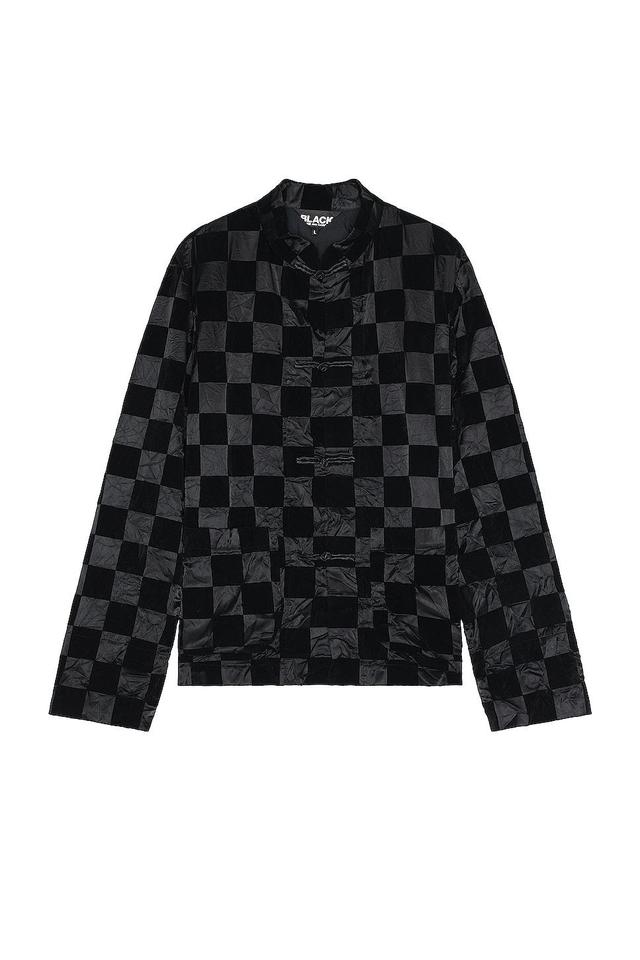 COMME des GARCONS BLACK Checkered Flock Jacket in Black Product Image