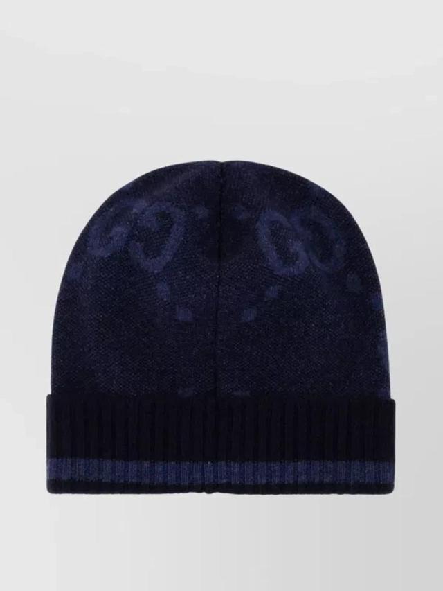 Cashmere Embroidered Beanie Hat In Blue Product Image