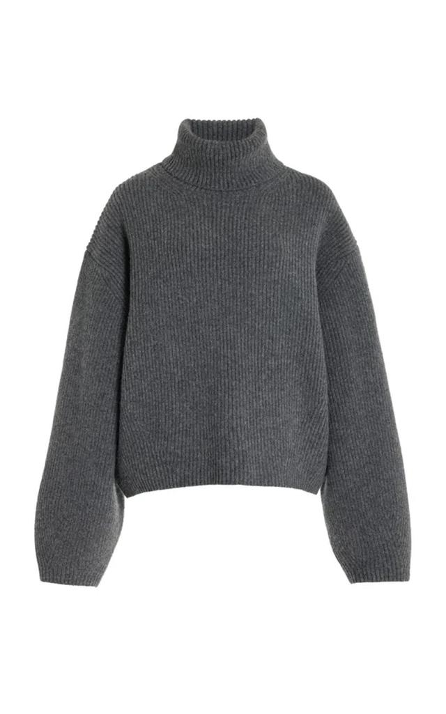 Ribbed Turtleneck In Grey Product Image