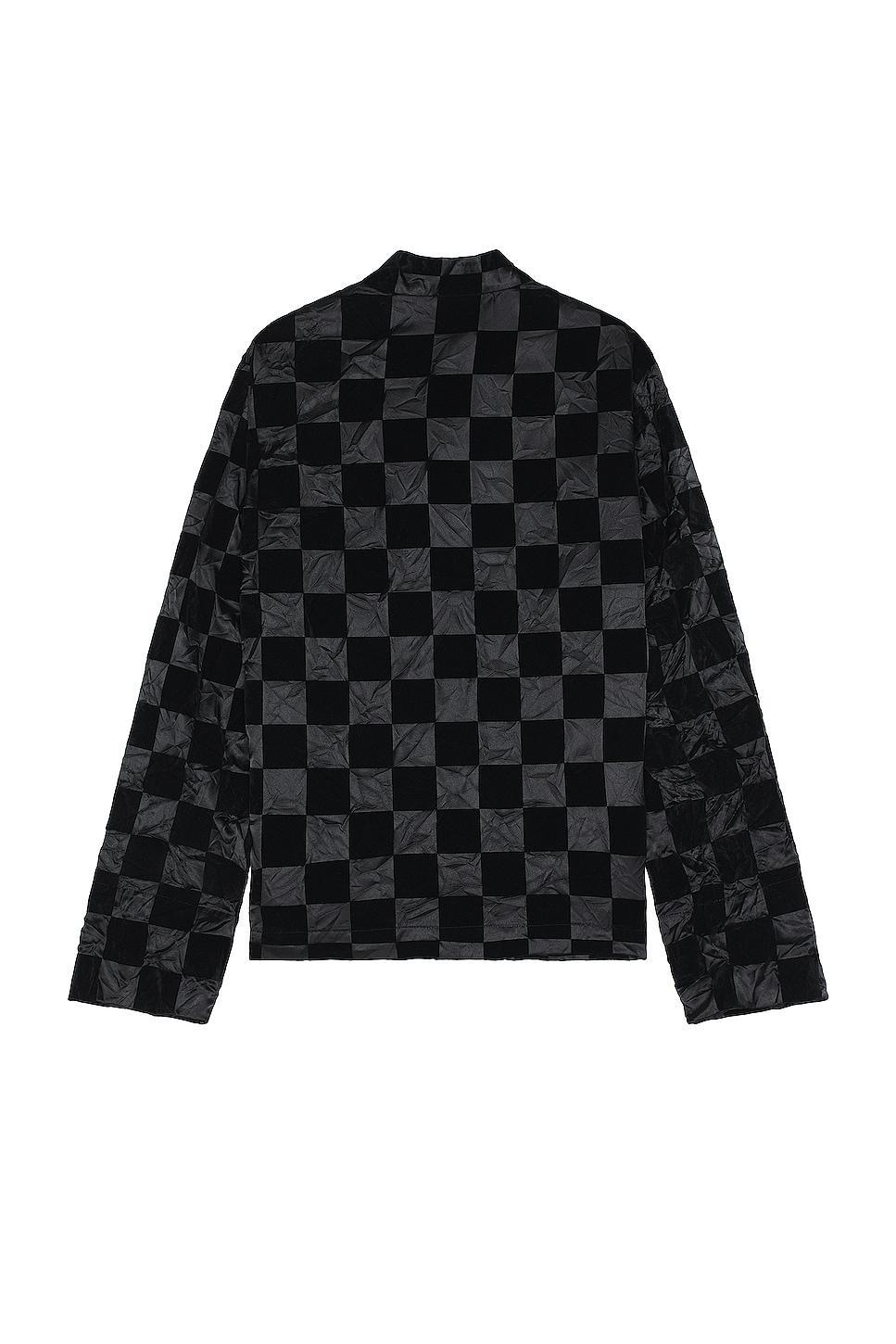 COMME des GARCONS BLACK Checkered Flock Jacket in Black Product Image